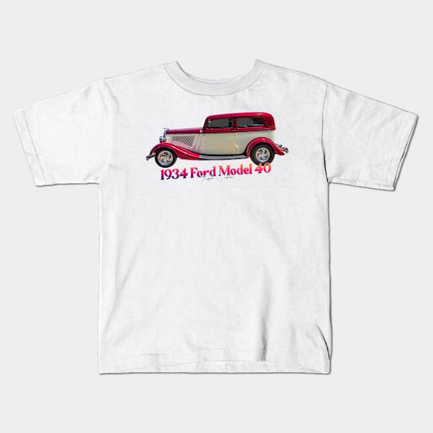 1934 Ford Model 40 Tudor Sedan Kids T-Shirt by Gestalt Imagery